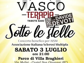 “Vascoterapia”, concerto per Aism il 3 luglio  al parco di Villa Braghieri di Castel San Giovanni