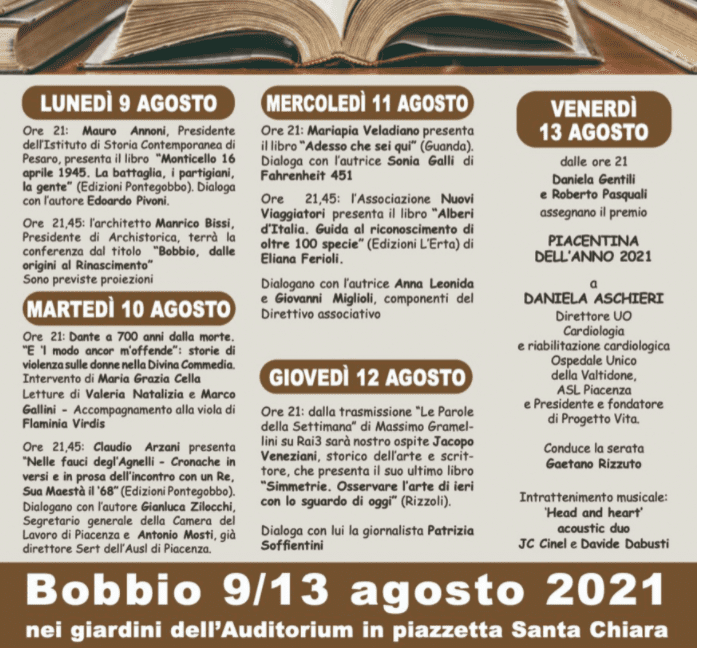 La Settimana della Letteratura 2021 a Bobbio dal 9 al 13 agosto - AUDIO