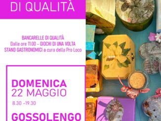 Mercanti di Qualità a Gossolengo il 22 maggio, in primo piano la moda estiva e le proposte di eccellenza di oggettistica e artigianato