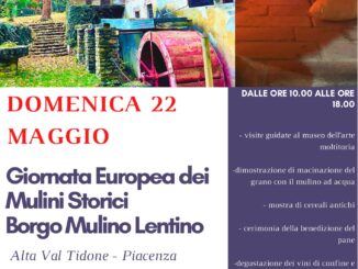 Giornata Europea dei Mulini Storici a Borgo Mulino Lentino di Alta Val Tidone il 22 maggio