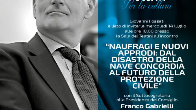 Protagonisti del nostro tempo, il 14 luglio ospite Franco Gabrielli, Sottosegretario di Stato alla Presidenza del Consiglio dei Ministri