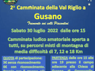 Camminata e grigliata con musica sabato 30 luglio a Gusano di Gropparello